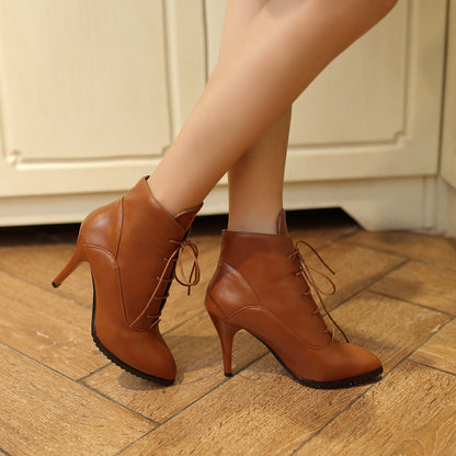 Bottes Femme Lacets Talon Haut