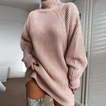 Pull Long Col Roulé Femme