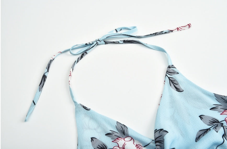 Robe plage fendue col V chic