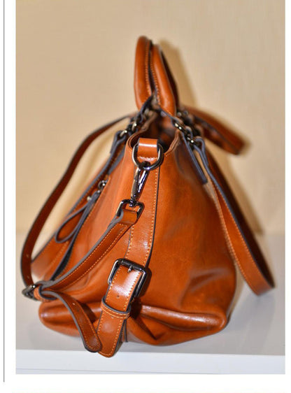 Sac  Cuir Ciré Bandoulière Élégant