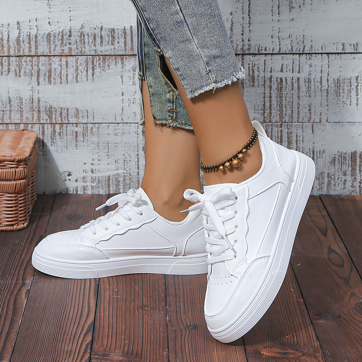 Baskets Blanches Casual Femme