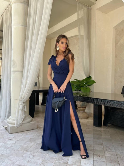 Robe longue plissée unie