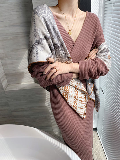 Robe jupe longue tricotée chic