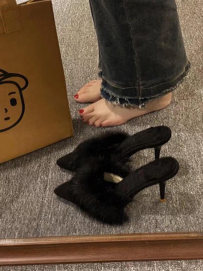 Sandales Fourrure Femme Chic