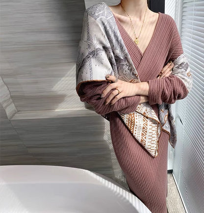 Robe jupe longue tricotée chic