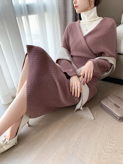 Robe jupe longue tricotée chic